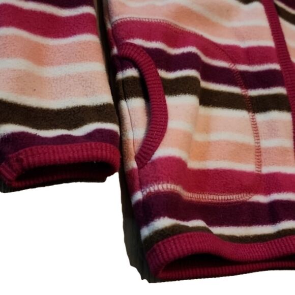 𝅺old NAVY Colorful Pink and Purple Striped Fleece Zip-Up Hoodie - Picture 3 of 3